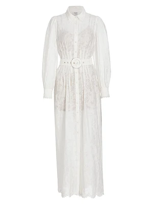 Lace Belted Maxi Shirtdress