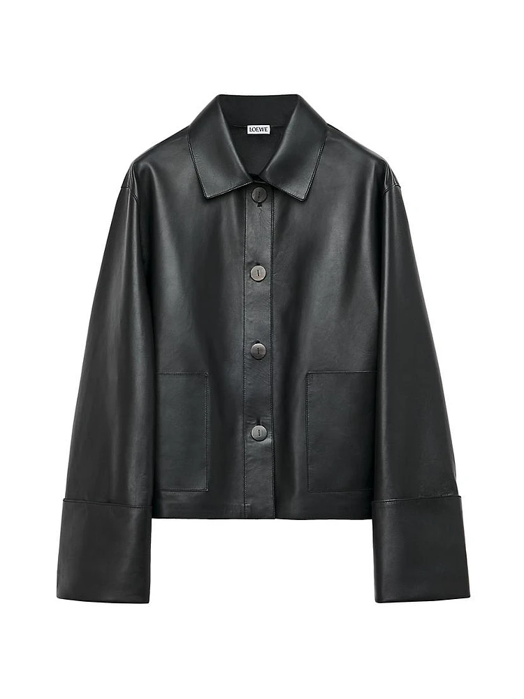 Turn-Up Leather Crop Jacket