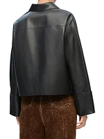 Turn-Up Leather Crop Jacket