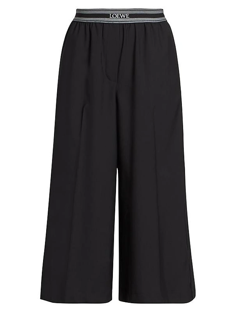 Crop Logo Band Wide-Leg Trousers