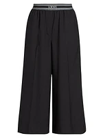 Crop Logo Band Wide-Leg Trousers