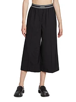 Crop Logo Band Wide-Leg Trousers