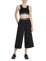 Crop Logo Band Wide-Leg Trousers