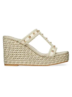 Rockstud Wedges Calfskin