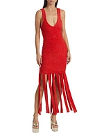 Tira Fringe Knit Maxi Dress