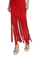Tira Fringe Knit Maxi Dress