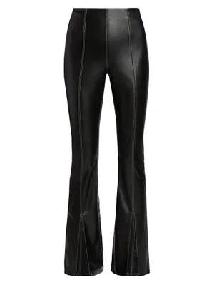 Iver Faux-Leather Boot-Cut Pants