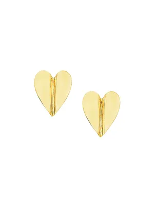 Wings Of Love Large 18K Yellow Gold Heart Stud Earrings