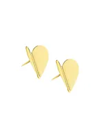 Wings Of Love Large 18K Yellow Gold Heart Stud Earrings