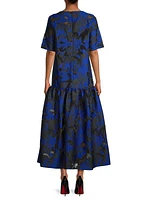 Burnout Jacquard Short-Sleeve Maxi Dress