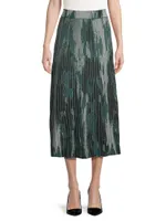 Flare Printed Jacquard Knit Midi-Skirt