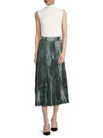 Flare Printed Jacquard Knit Midi-Skirt