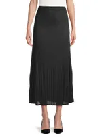 Pleated Crepe De Chine Maxi Skirt