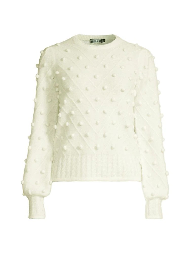 Popcorn-Trim Crewneck Sweater