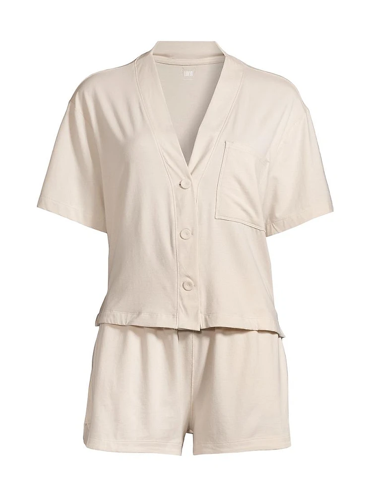 Slumberknit Short-Sleeve Shirt & Shorts Pajama Set