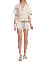 Slumberknit Short-Sleeve Shirt & Shorts Pajama Set