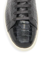 Warwick Croc-Embossed Leather Low-Top Sneakers