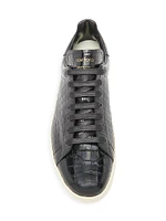 Warwick Croc-Embossed Leather Low-Top Sneakers