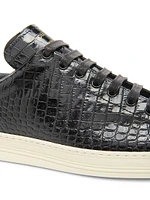 Warwick Croc-Embossed Leather Low-Top Sneakers