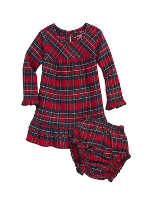 Baby Girl's Plaid Dress & Bloomers Set