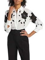 The Shae Embroidered Lace Silk Shirt