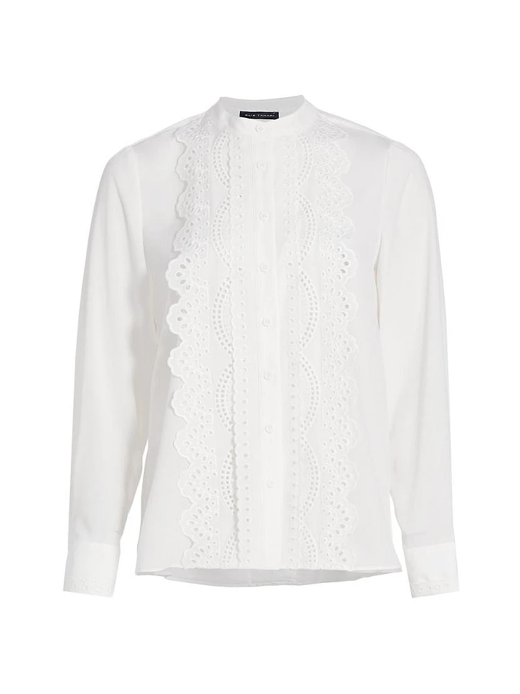 The Alessi Lace-Trim Silk Blouse