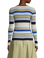 Striped Cotton Rib-Knit Sweater