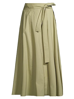 Poplin Wrap Midi-Skirt