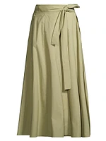 Poplin Wrap Midi-Skirt