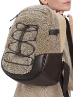 Curly Shearling And Matte Calfskin Backpack With Monili
