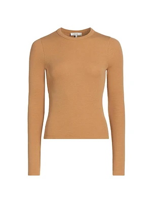 Rib-Knit Long-Sleeve Top