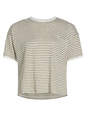 Linen Striped Crewneck T-Shirt