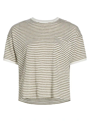 Linen Striped Crewneck T-Shirt