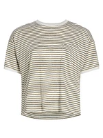 Linen Striped Crewneck T-Shirt