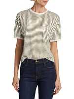 Linen Striped Crewneck T-Shirt