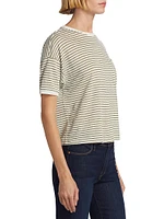 Linen Striped Crewneck T-Shirt