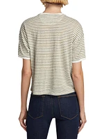 Linen Striped Crewneck T-Shirt