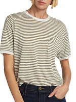 Linen Striped Crewneck T-Shirt