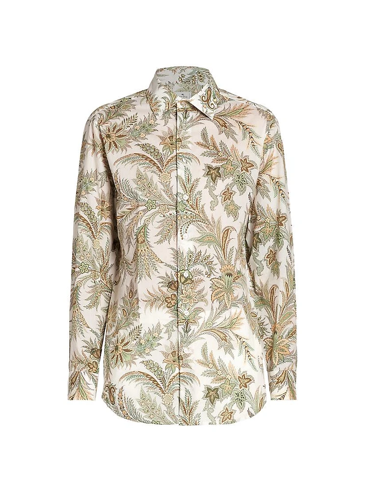 Olive Branch Paisley Button-Front Shirt