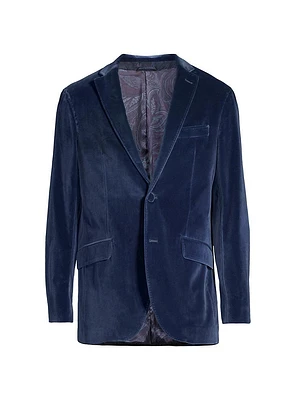 Velvet Single-Breasted Blazer