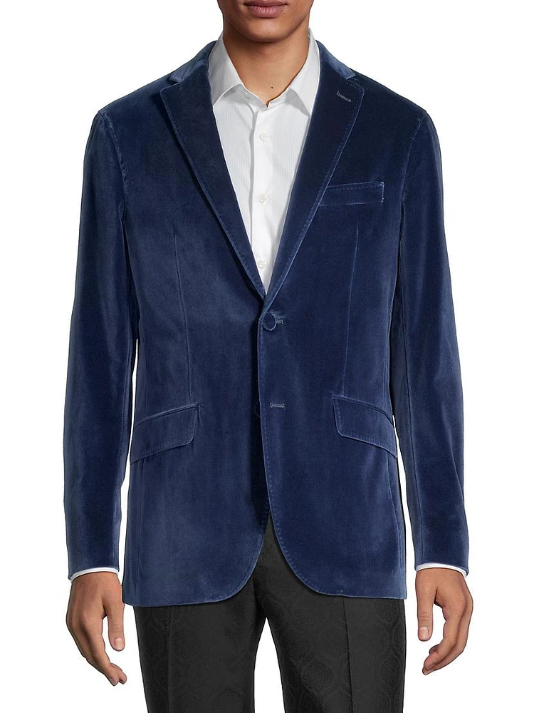 Velvet Single-Breasted Blazer