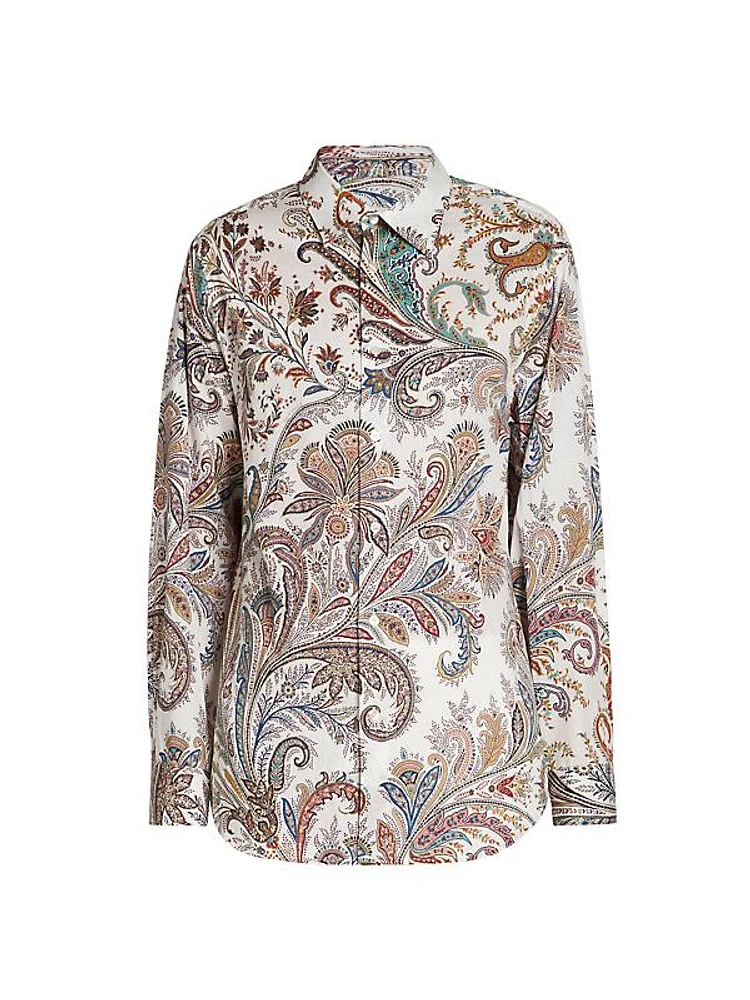 Paisley Button-Front Shirt