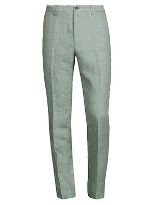 Linen Flat-Front Trousers