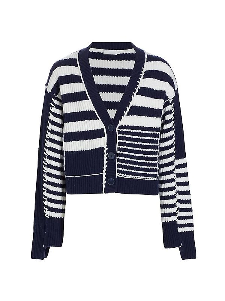 Adara Wool-Cashmere Striped Cardigan