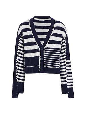 Adara Wool-Cashmere Striped Cardigan