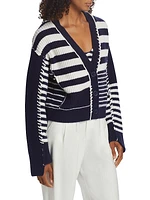 Adara Wool-Cashmere Striped Cardigan