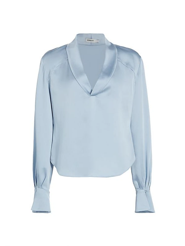 Maisey Satin Long-Sleeve Blouse