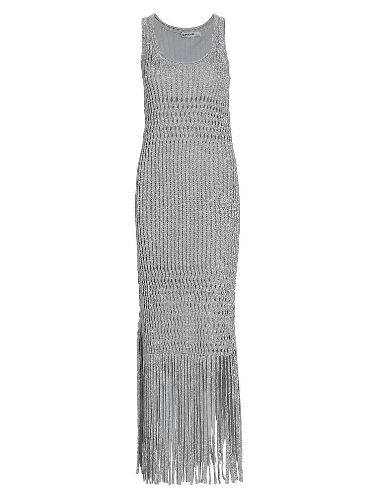 Jocelyn Open-Stitch Fringe Maxi Dress