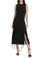 Lorena Lace-Up Ribbed Midi-Dress