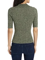 Gracey Marled Boucle-Knit Polo Top